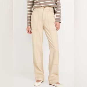 Old Navy Women’s High-Waisted Straight Leg Utility Pants Size 6 Natural White